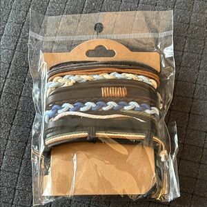 Men's Multicolor Braided Leather Bracelet Set